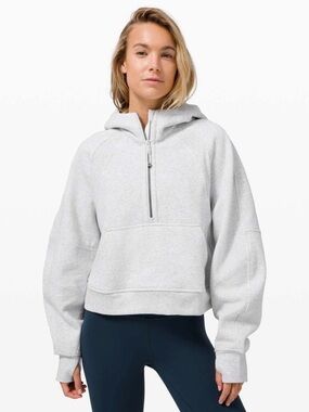 Lululemon Scuba Oversized Half Zip Hoodie Womens XL/XXL Gray Cropped Sweatshirt